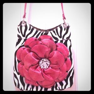 Crossbody Purse- Flower and Zebra print